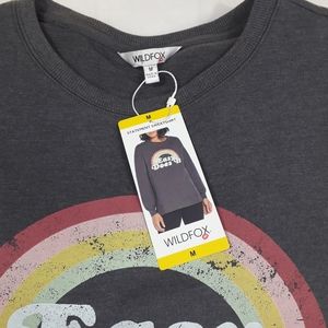 Wildfox | easy does it logo distressed graphic grey sweatshirt | Medium
